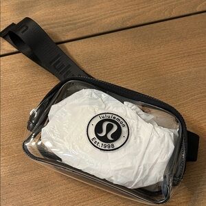 Lululemon Clear Belt Bag with Black Logo. Transparent